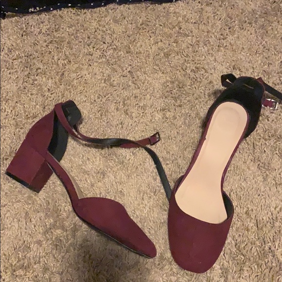maroon low heels